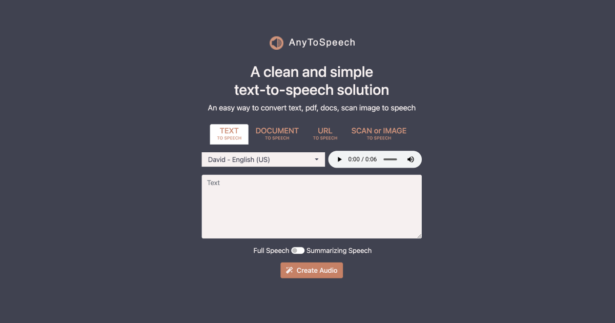 AnyToSpeech 界面截图