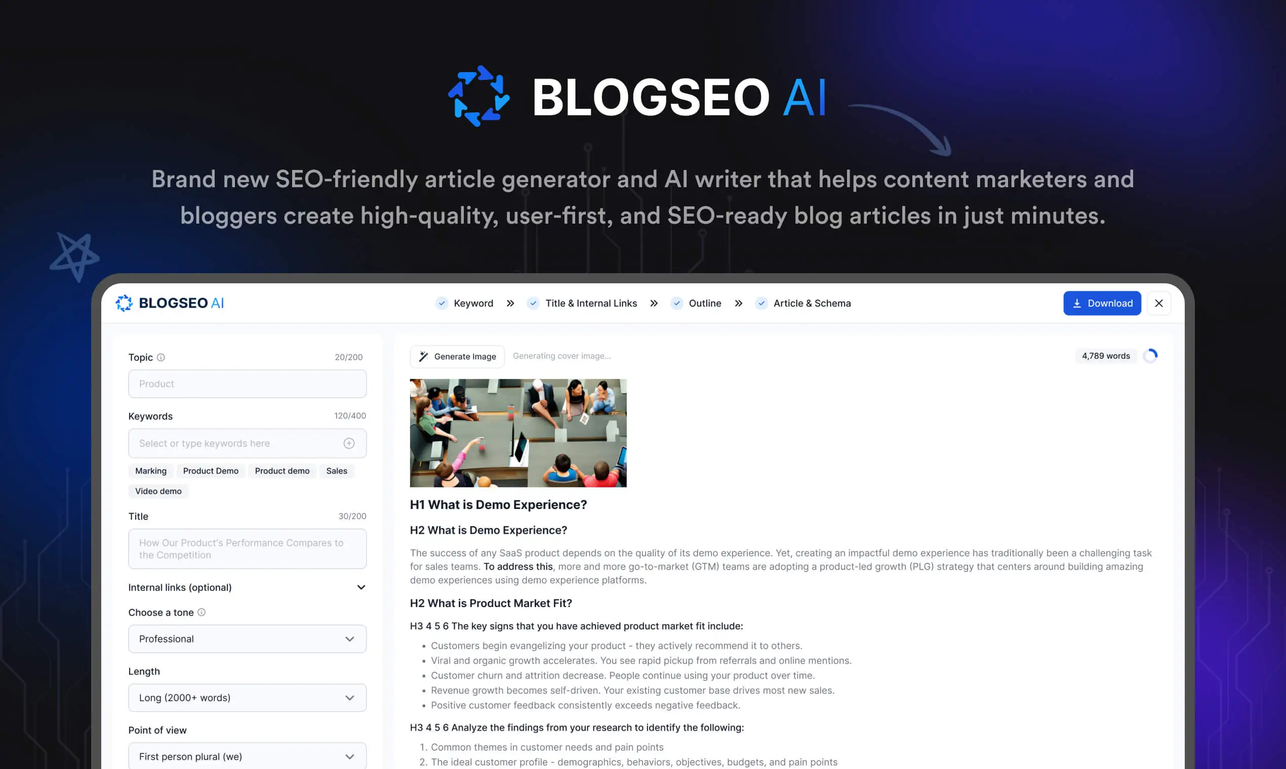 BlogSEO AI 界面截图