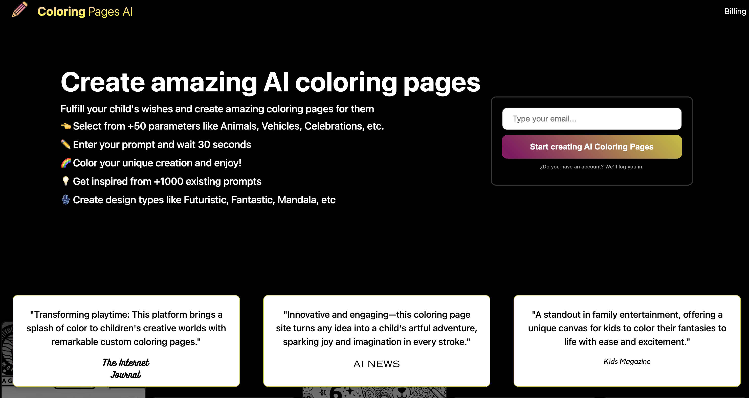 Coloring Pages AI 界面截图