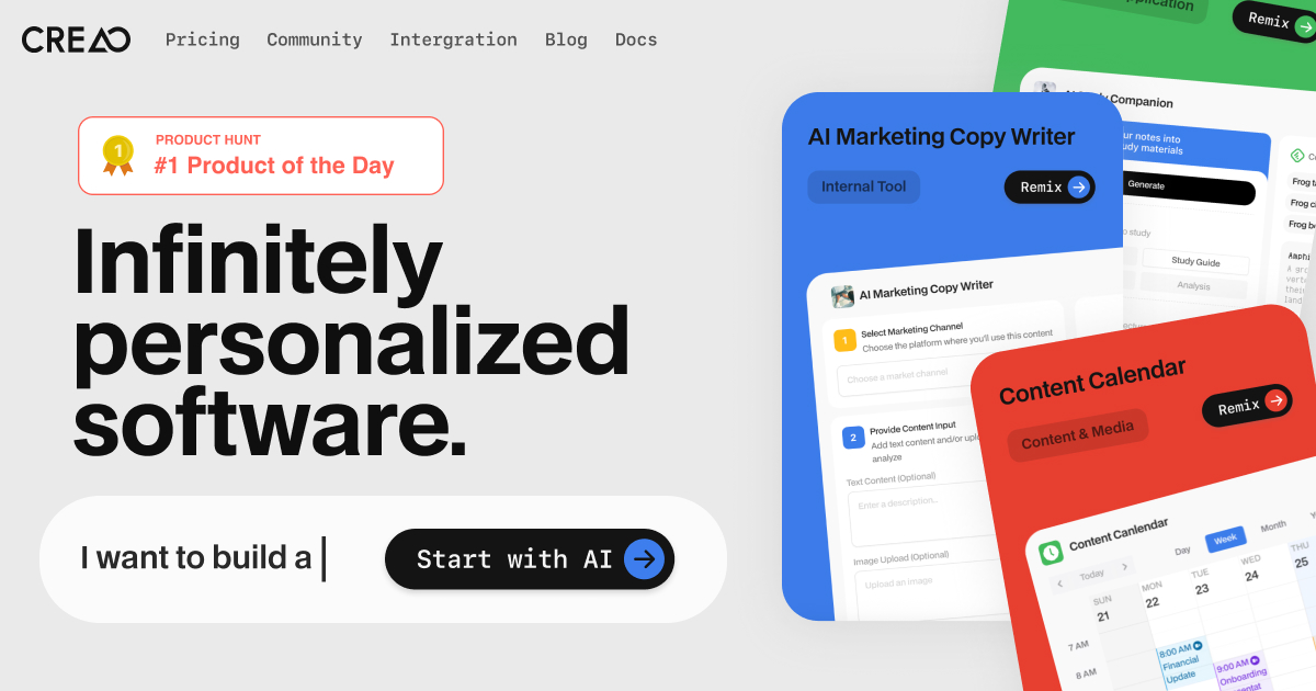 Creao AI 界面截图