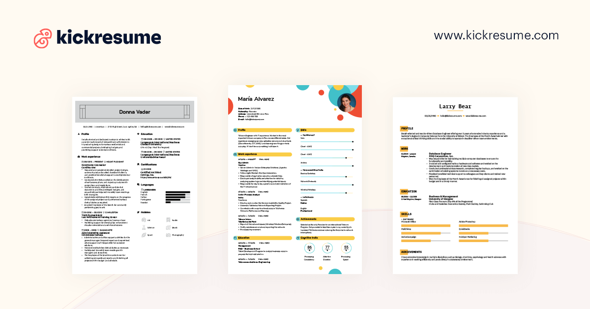 Kickresume 界面截图