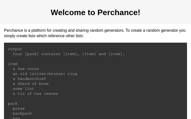 Perchance 界面截图