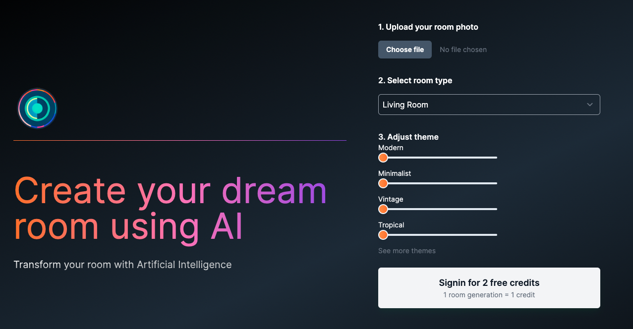 Roomdesigner AI 界面截图