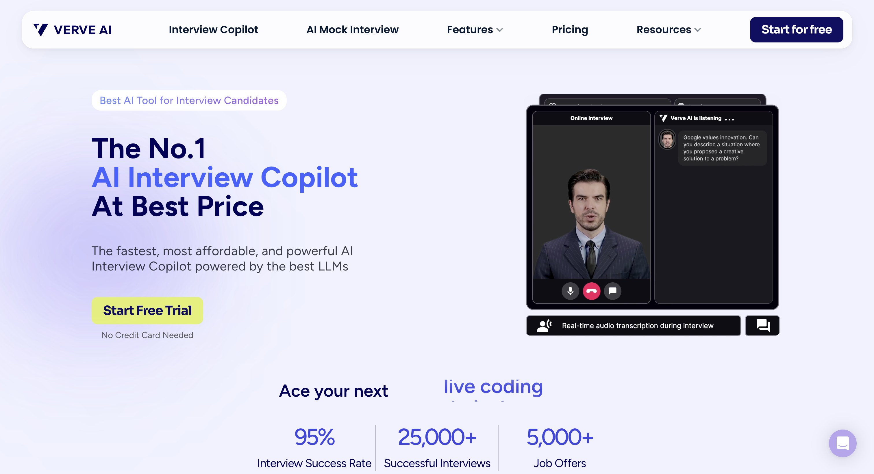VERVE AI 面试助手 界面截图