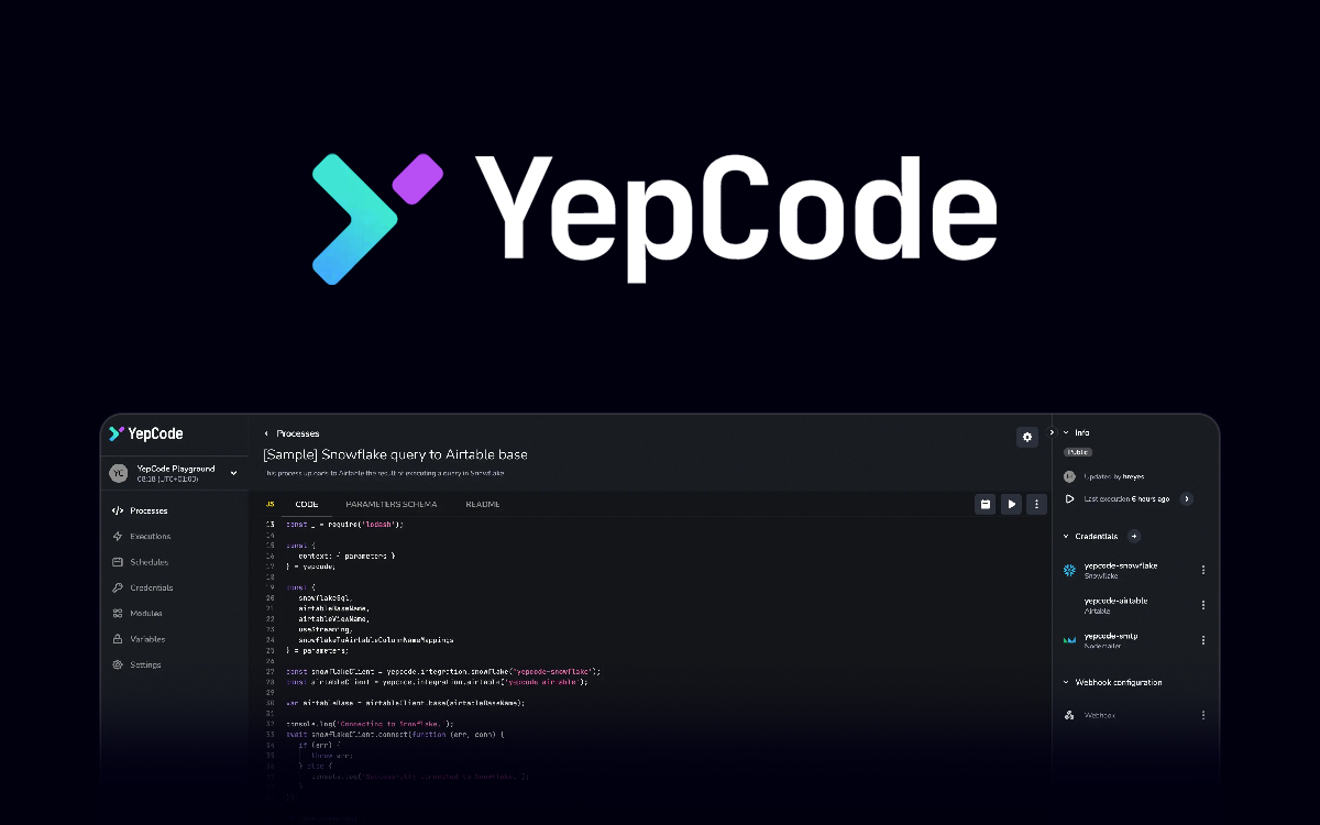 YepCode 界面截图